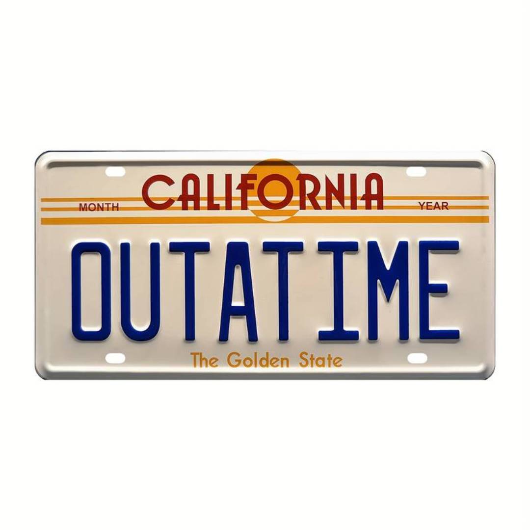 California Kennzeichen Out a Time in blauer Schrift