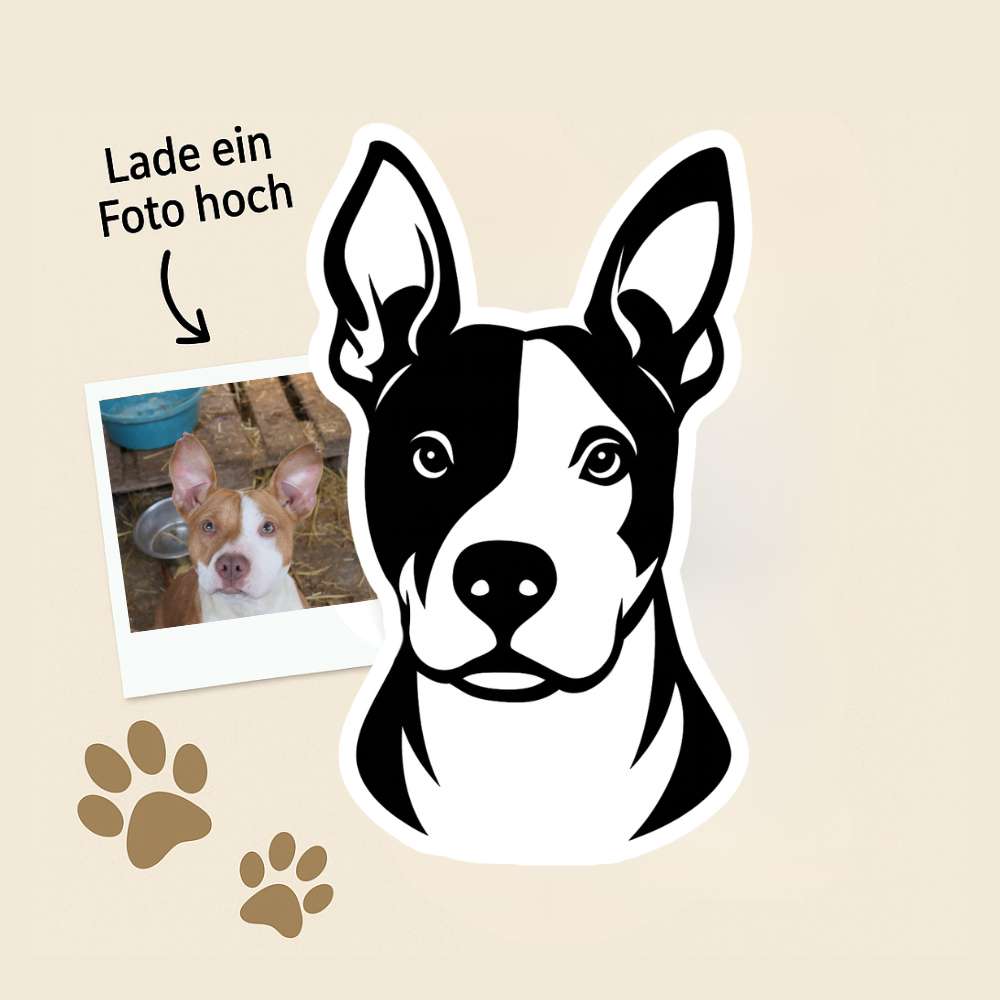 Personalisierter Tier-Aufkleber – Schwarz-Weiß Porträt deines Haustiers als individueller Sticker
