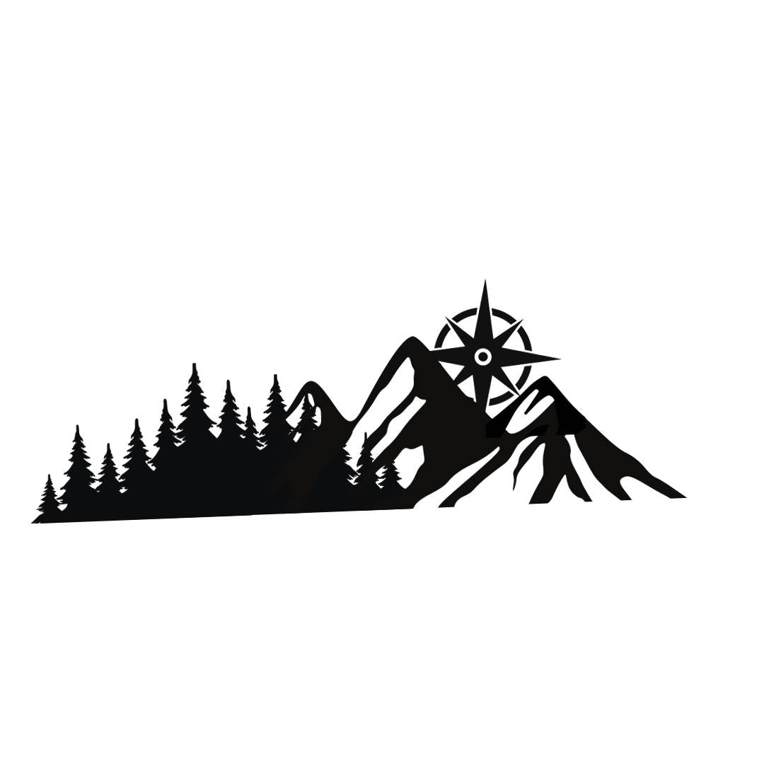 Wald,Berge und Kompass Aufkleber